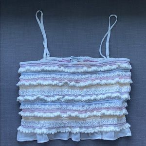white pom pom top